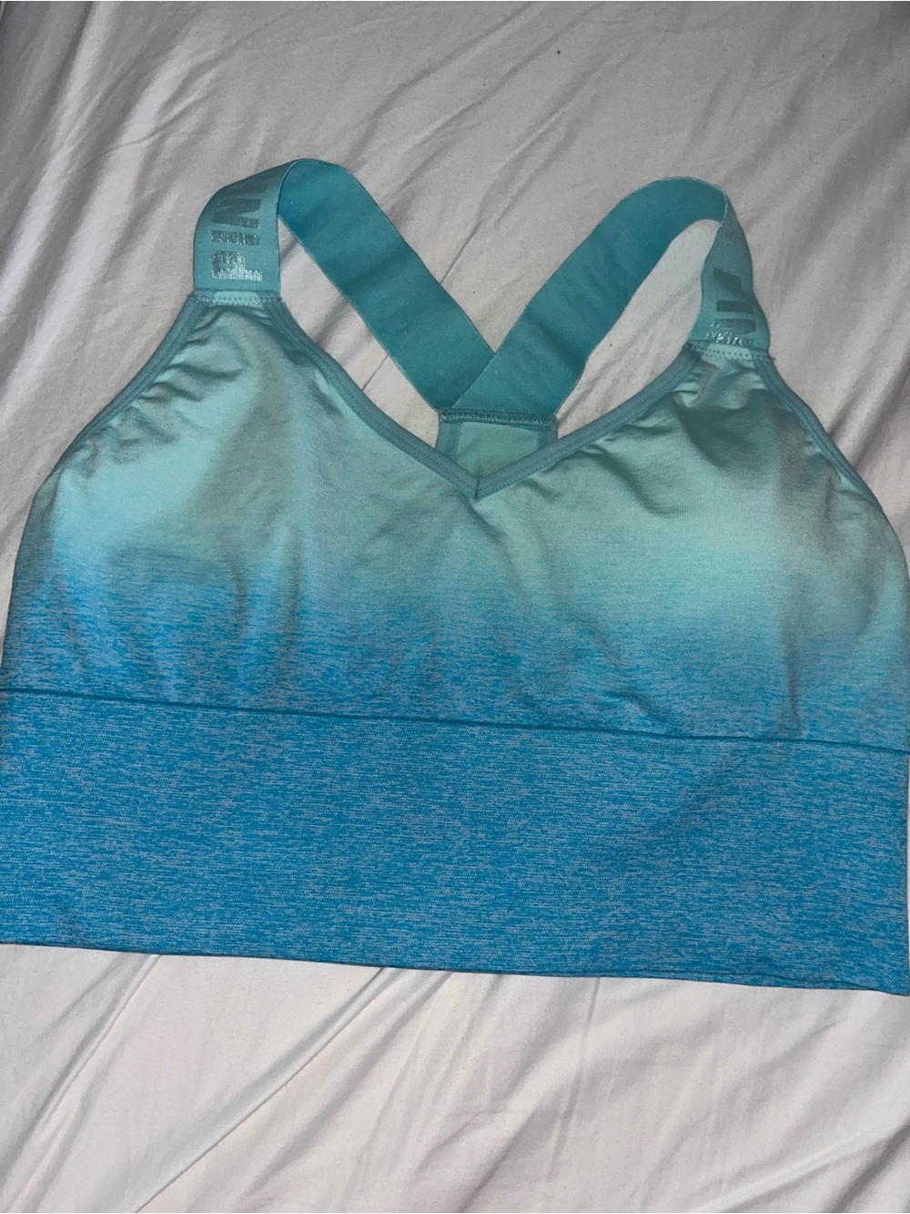 🆕 PINK Victoria's Secret Blue Ombré Sports Bra Sz XL